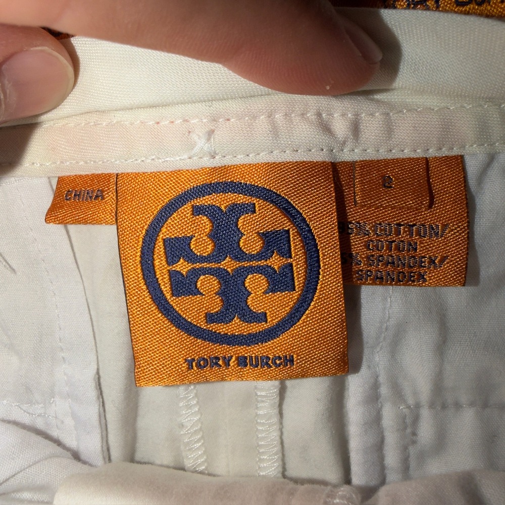 Tory Burch White Bermuda Shorts Logo Button Walking Shorts 12081220 Size 2 - Picture 4 of 9